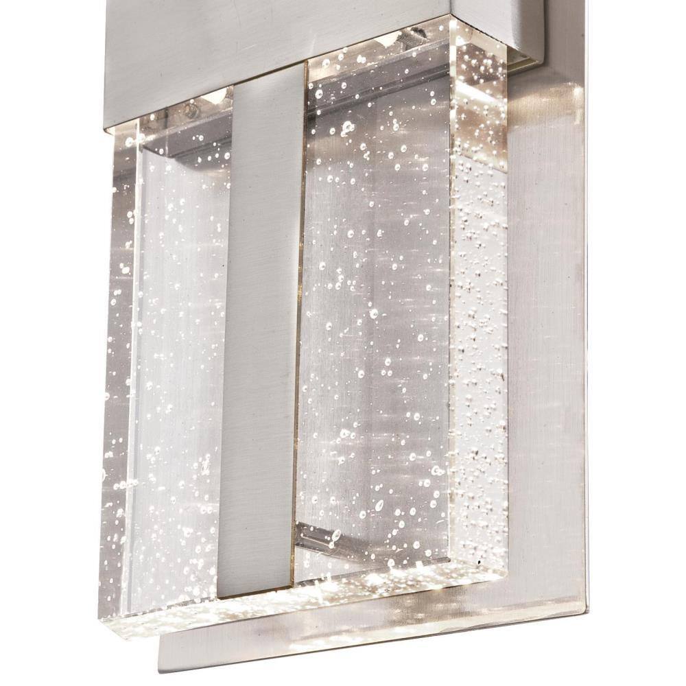 Brushed Nickel LED Outdoor Wall Fixture with Bubble Glass