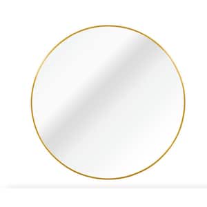 39 in. W x 39 in. H Large Round Aluminum Framed Wall Bathroom Vanity Mirror in Gold