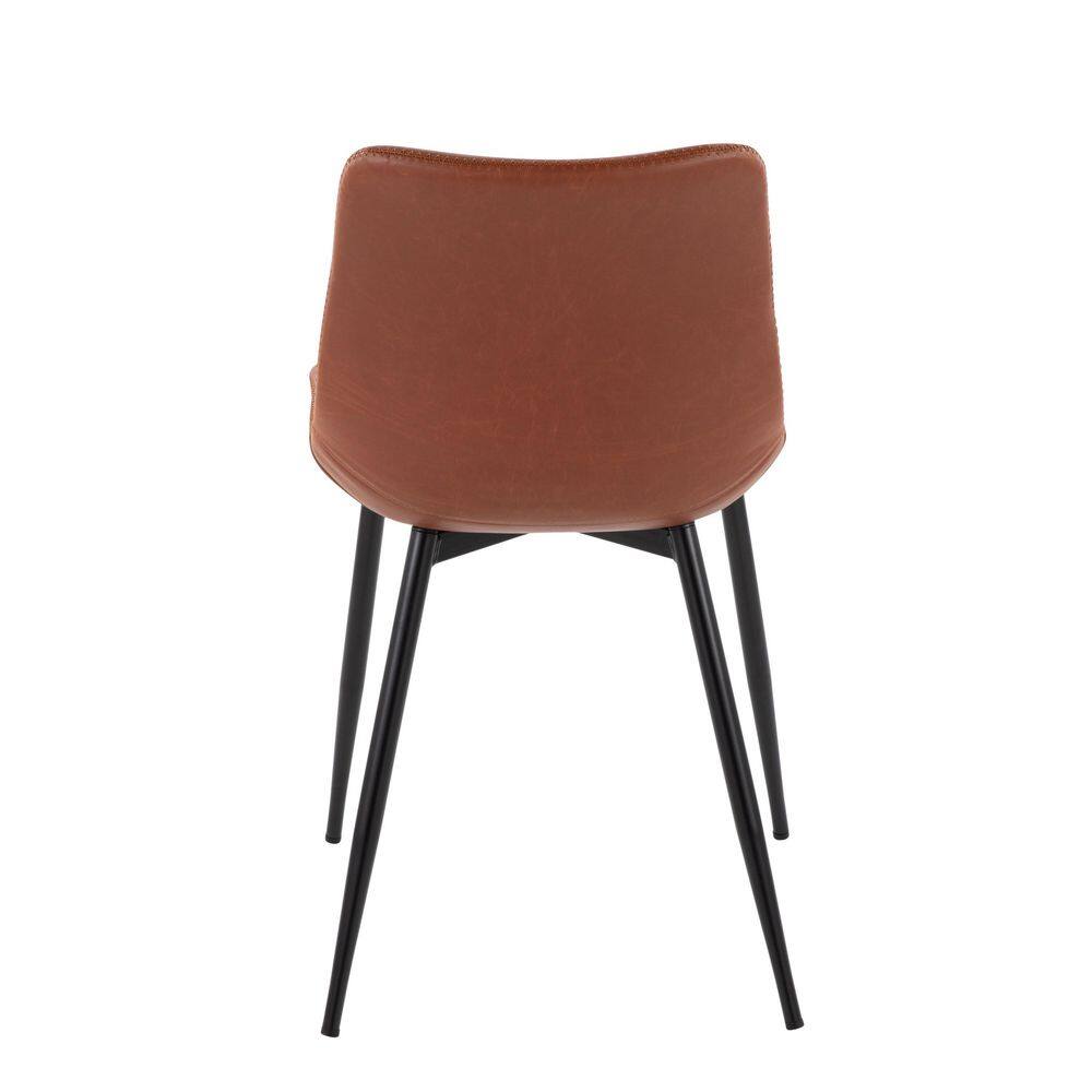 Durango Dark Brown Faux Leather Side Chair with Metal Legs, Set of 2