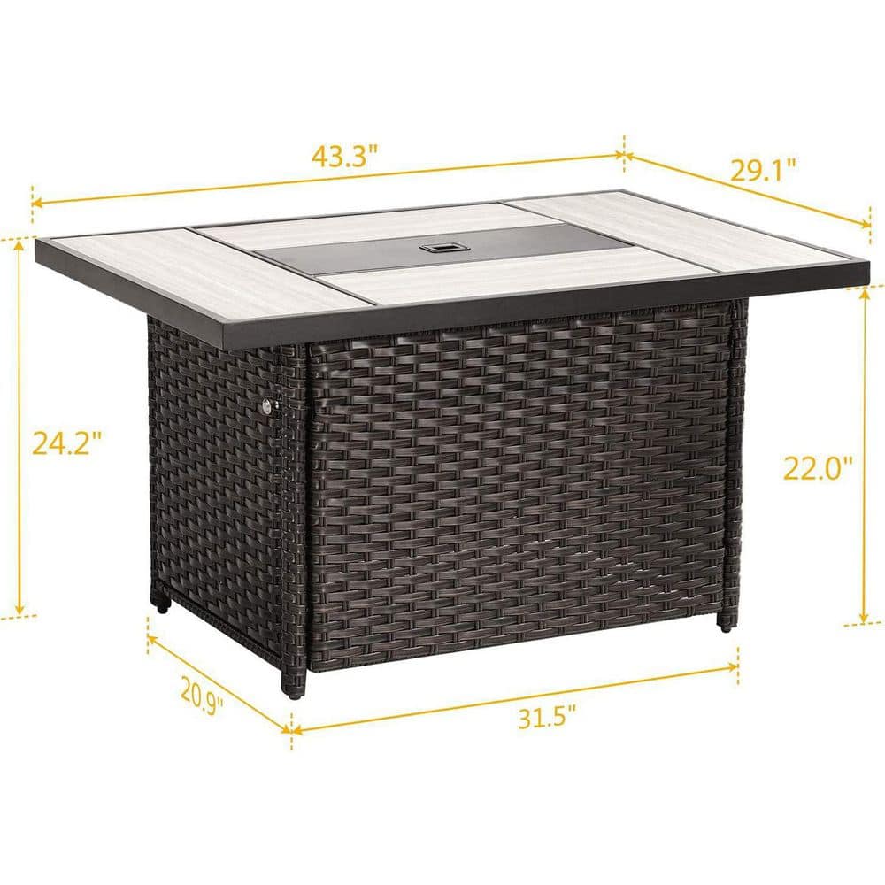 43 in. Bronze Propane Gas Fire Pit Table with Ceramic Top