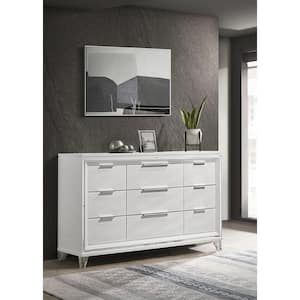 Marmore White 9-drawer 63.5-inch. Dresser Cabinet