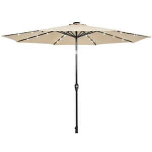 10 ft. Metal Market Patio Umbrella w/Solar Powered LED Light in Beige