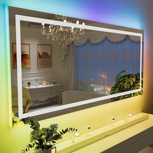 72 in. W x 36 in. H Rectangular Frameless LED Frontlit, RGB Backlit Anti-Fog Tempered Glass Wall Bathroom Vanity Mirror