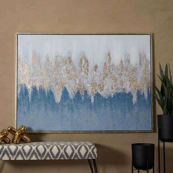 1- Panel Geode Framed Wall Art with Silver Frame 48 in. x 66 in.