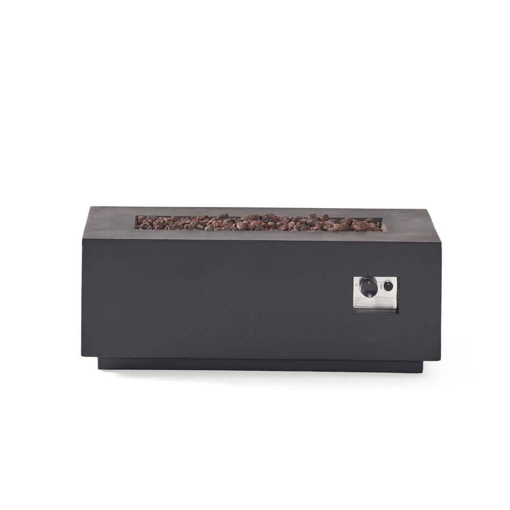 Boosicavelly 19 in. W x 40.25 in. L x 15 in. H Concrete Rectangle Gas Burning Outdoor Fire Pit in Dark Grey