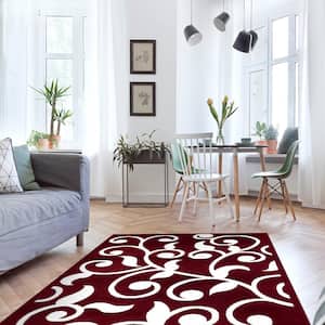 Area Rugs Modern Desing for Living Room 3 x 5 Red/White