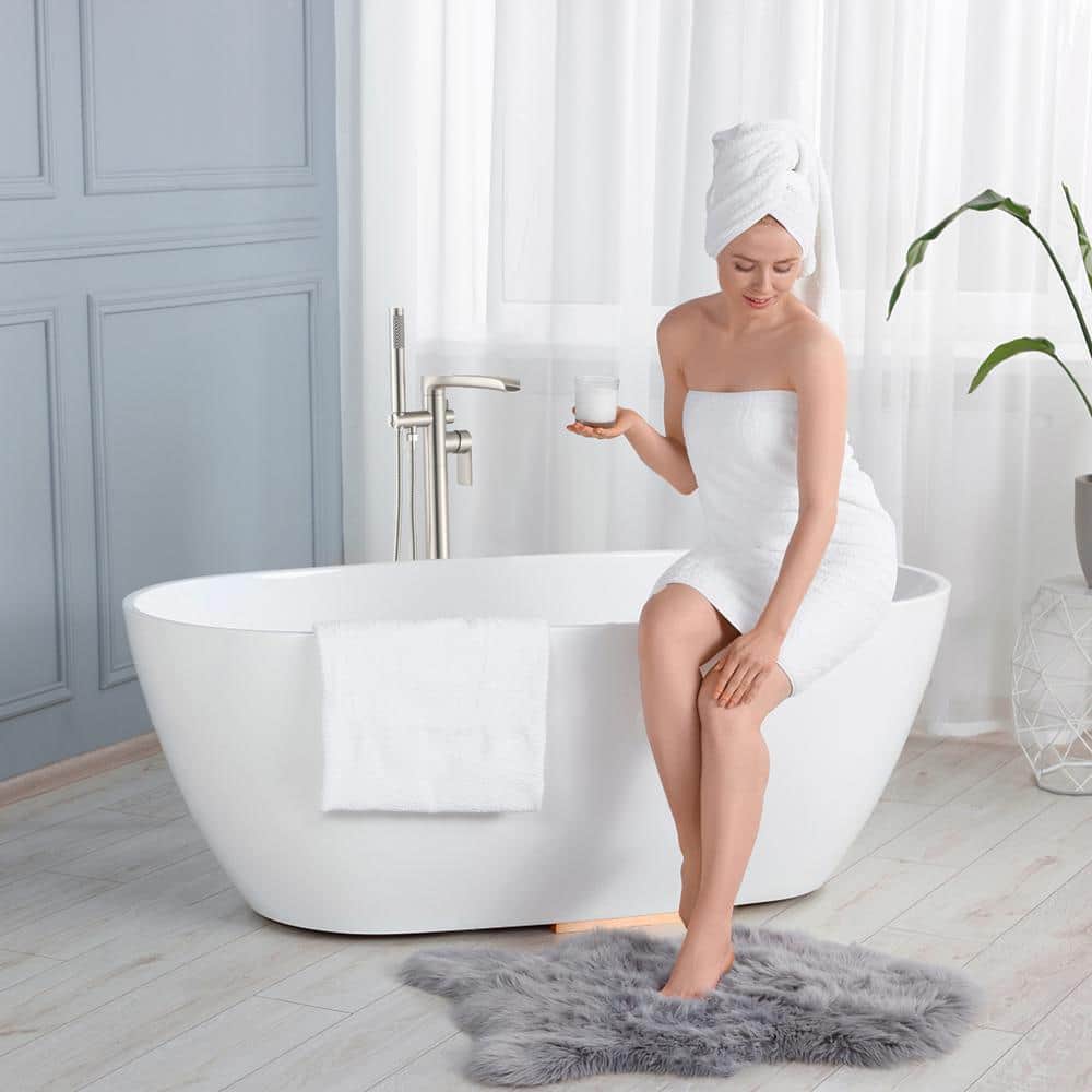 Brushed Nickel Single Handle Freestanding Tub Faucet with Hand Shower