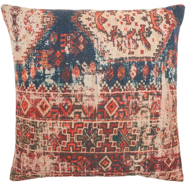 57 GRAND BY NICOLE CURTIS Nicole Curtis Red Abstract Removable Cover 24 in. x 24 in. Throw Pillow