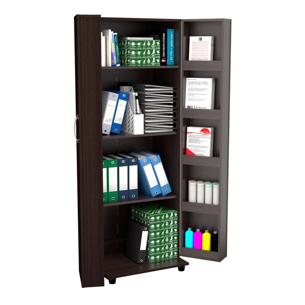 Espresso Laminate 2-Door 4-Shelf Kitchen Pantry Cabinet