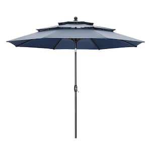 10 ft. 3-Tier Market Outdoor Patio Umbrella in Navy Blue