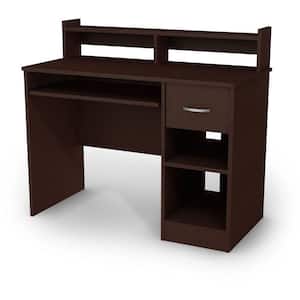42 in. Chocolate Rectangular 1 -Drawer Computer Desk with Hutch
