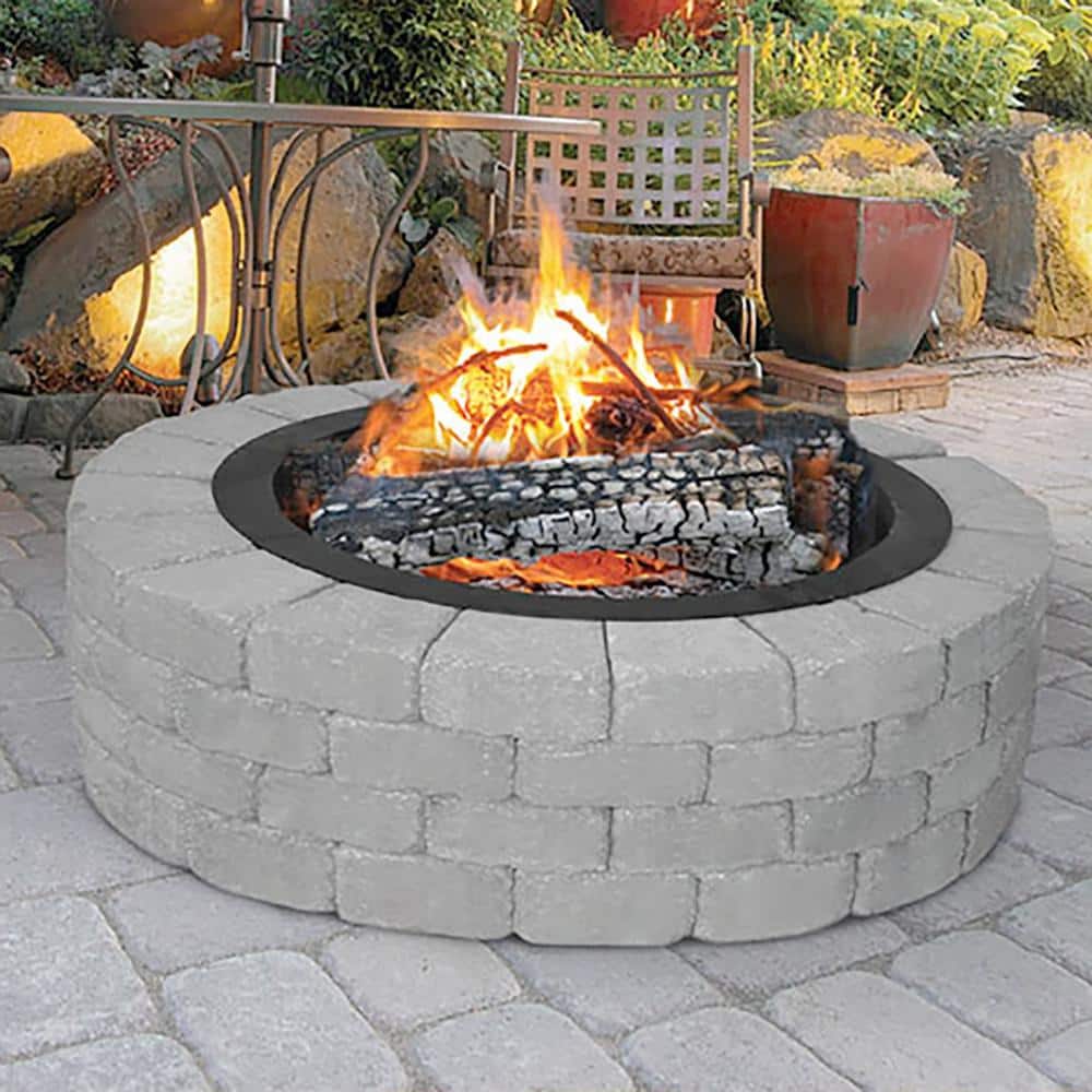 Heavy-Duty Black Steel 28" Round Outdoor Fire Pit Ring