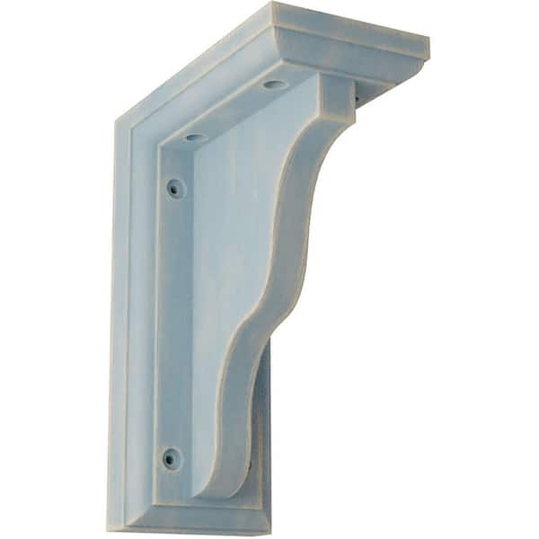 Ekena Millwork 3 in. x 7 in. x 5 in. Driftwood Blue Hamilton Traditional Wood Vintage Decor Bracket