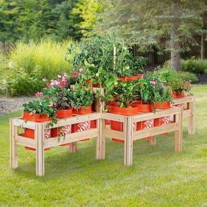 125 in. x 43 in. x 30 in. 2-Tiers 15 Bucket Elevated Unfinished Wood Cedar Garden Frame Raised Beds