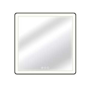 M22 Series 36 in. W x 36 in. H Rectangular Framed with Tri Color Wall Mount LED Bathroom Vanity Mirror in Black