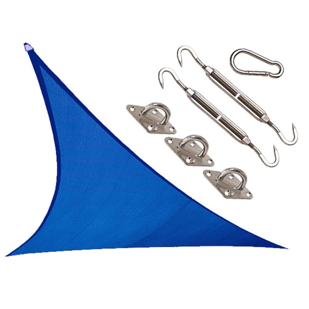 18' Sapphire Blue Triangle Shade Sail with Hardware Kit