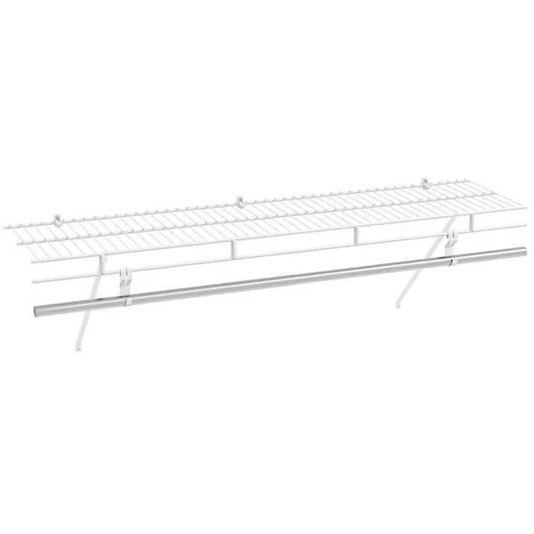 48 in. W x 12 in. D Steel Wire Closet Shelf W/ Hanging Rod Wall Mounted Shelving Kit with Storage Shelf and Clothes Rod