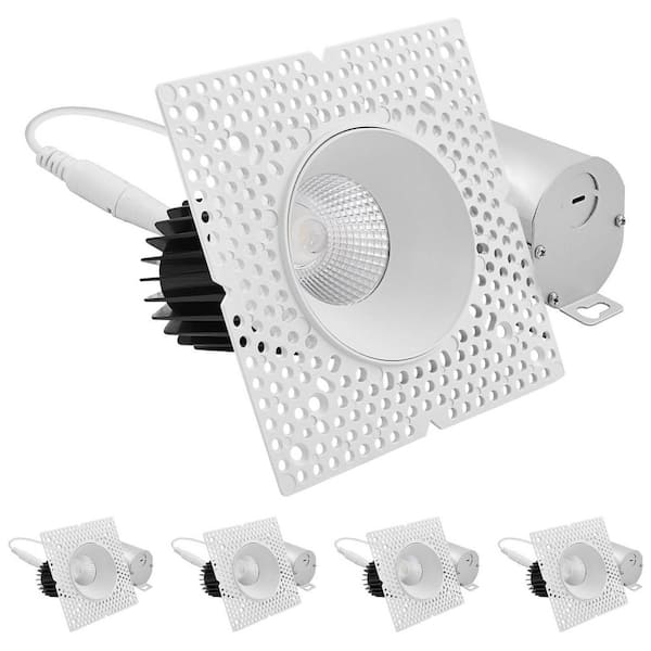 3 in. Trimless Recessed Light, 15W, 1100LM, 5CCT, 60°, Dimmable, Indoor, IC Rated, Integrated LED Trim, White 4 Pack