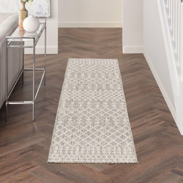 Positano Light Grey 2 ft. x 6 ft. Moroccan Contemporary Runner Area Rug