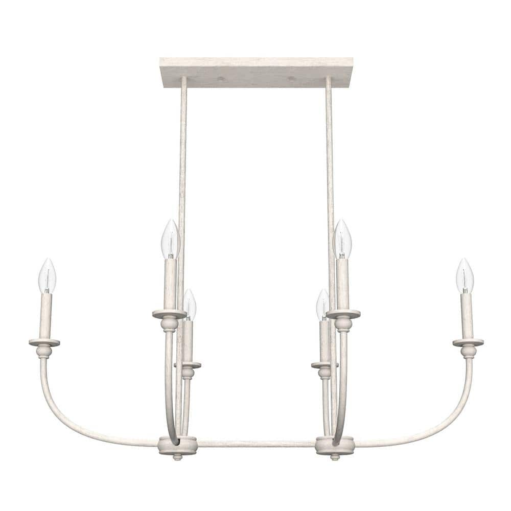 Hunter Southcrest 6-Light Distressed White Candlestick Chandelier