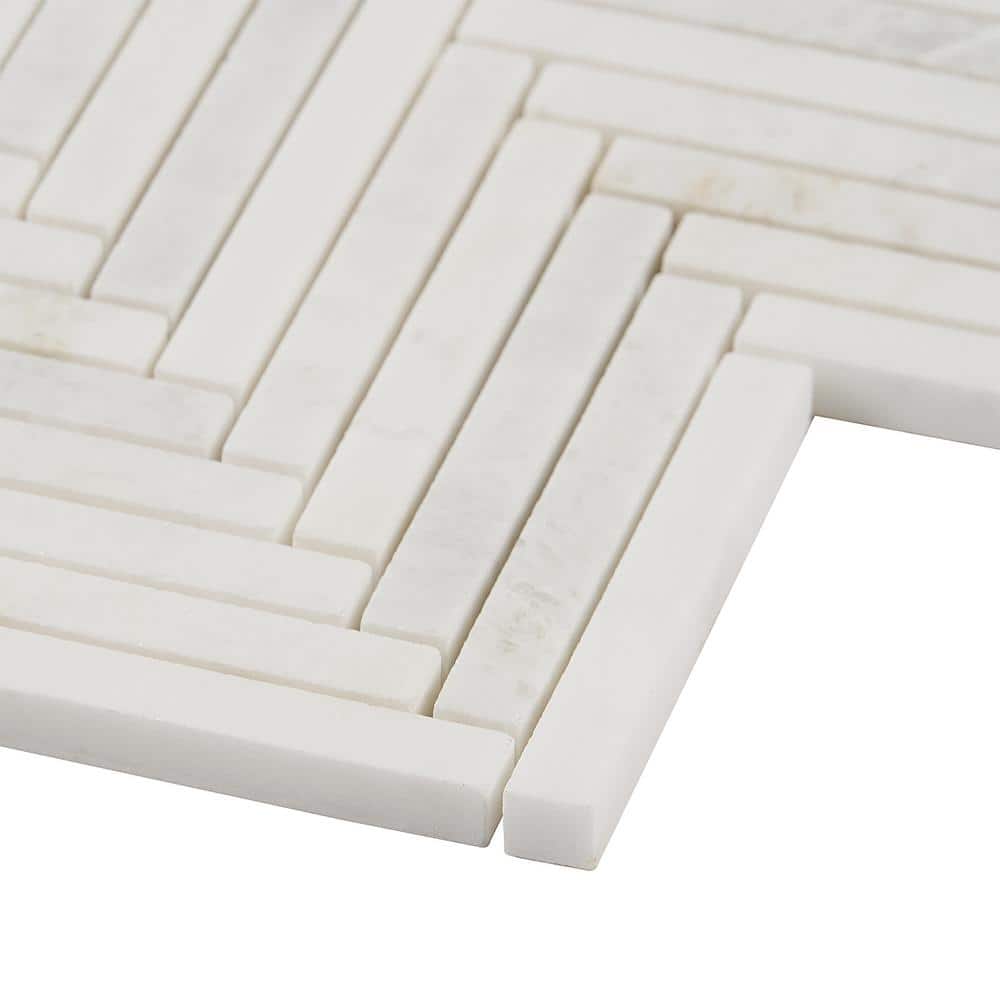 White Herringbone Marble Mosaic Tile for Walls and Floors