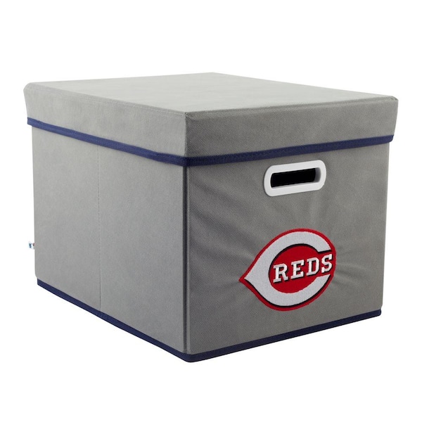 MyOwnersBox MLB STACKITS Cincinnati Reds 12 in. x 10 in. x 15 in. Stackable Grey Fabric Storage Cube