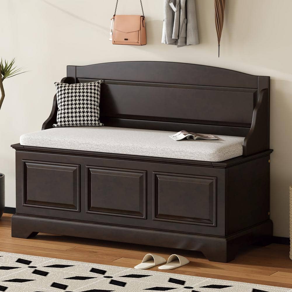 41.7 in. Espresso Soft-Close Shoe Storage Bench with Hidden Compartment