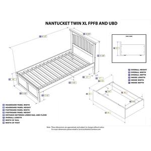Nantucket Twin XL Platform Bed with Flat Panel Foot Board and 2 Urban Bed Drawers in Grey