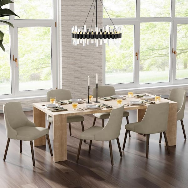 JAYDEN CREATION Nestor Beige 19.5 in. W Modern Upholstered Dining Chair with Effortless Assembly (Set of 6)