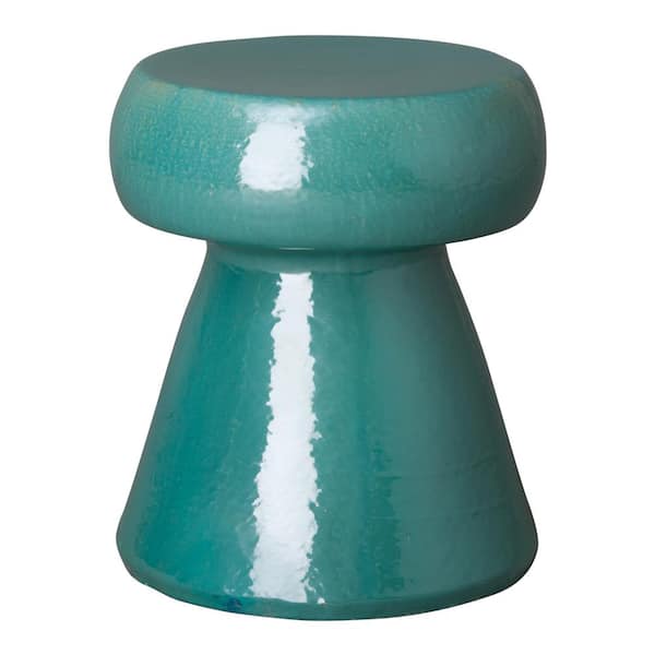 Emissary Portobello 18 in. H Teal Round Ceramic Garden Stool