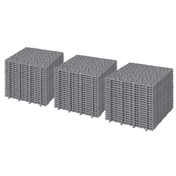 Amucolo 12 in. x 12 in. Waterproof Composite Interlocking Deck Tiles in Gray for Bathroom Shower Balcony Porch (Set of 60 Tiles)