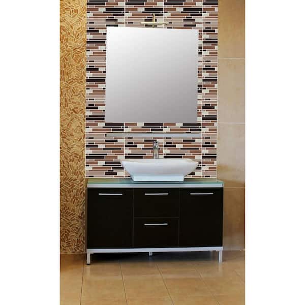 Achim 9.125 in. x 9.125 in. Magic Gel Mosaic Decorative Wall Tile in Coffee and Beige Piano
