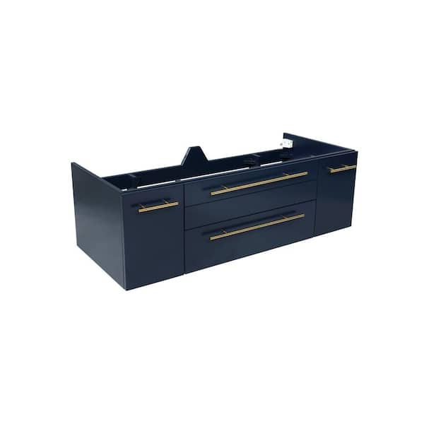 Fresca Lucera 47.20 in. W Wall Hung Double Sink Bath Vanity Cabinet Only in Royal Blue