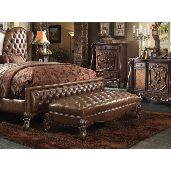 Benjara 65 in. Brown Backless Bedroom Bench with Tufted Tight Cushion