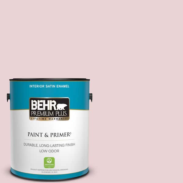 BEHR PREMIUM PLUS 1 gal. #S130-1 Beloved Pink Satin Enamel Low Odor Interior Paint & Primer
