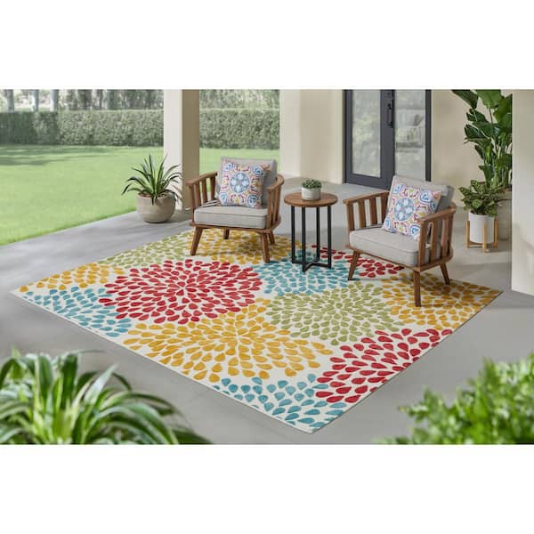 Park Pointe Multi Color 9 ft. x 12 ft. Burst Indoor/Outdoor Area Rug