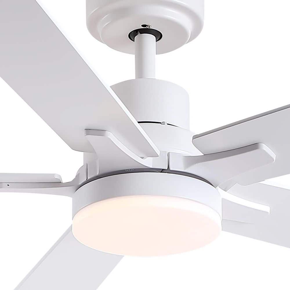 Matte White 52" Ceiling Fan with LED Light and Remote