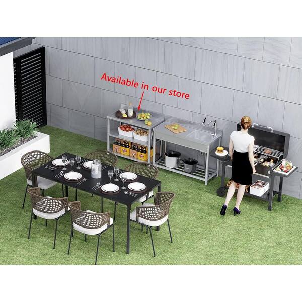 Adrinfly Stainless Steel Freestanding Utility Sink with Workbench & Faucets