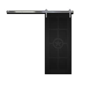 30 in. x 84 in. The Trailblazer Midnight Wood Sliding Barn Door with Hardware Kit in Stainless Steel