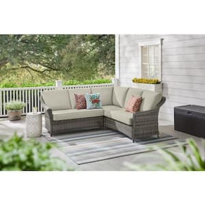 Chasewood Brown 3-Piece Wicker Outdoor Sectional Set with CushionGuard Biscuit Cushions