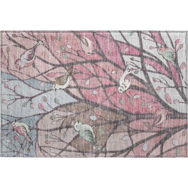 Mayfield Premium Machine Washable Abstract AMF2336 Blush 3 ft. x 4 ft. Area Rug