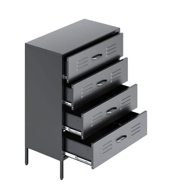 CSC DECOR INC Black 40 in. H Storage Cabinet with 4 Drawers Metal Dresser & Chests of Drawers for Office, Bedroom, Living Room, Garage COD-P872-ZT3421 CSC DECOR INC Black 40 in. H Storage Cabinet with 4 Drawers Metal Dresser & Chests of Drawers for Office, Bedroom, Living Room, Garage COD-P872-ZT3421