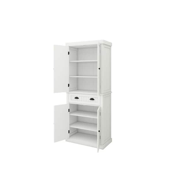 30 in. W x 16 in. D x 72 in. H White Linen Cabinet, 71 in. Kitchen Pantry Storage Cabinet, Freestanding Cupboard