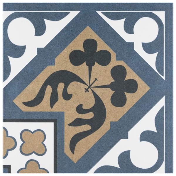 Merola Tile Majestic Orleans Angulo Blue 9-3/4 in. x 9-3/4 in. Satin ...