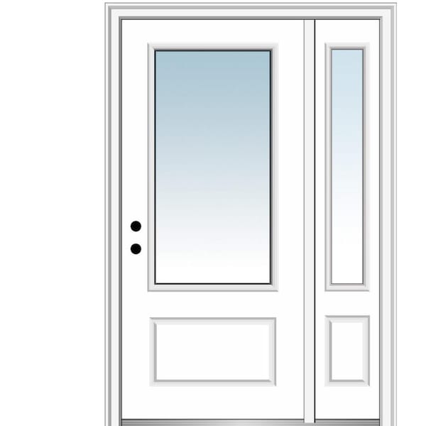 MMI Door 51 in. x 81.75 in. Clear Glass Right Hand 3/4 Lite 1-panel Primed Fiberglass Smooth Prehung Front Door with One Sidelite