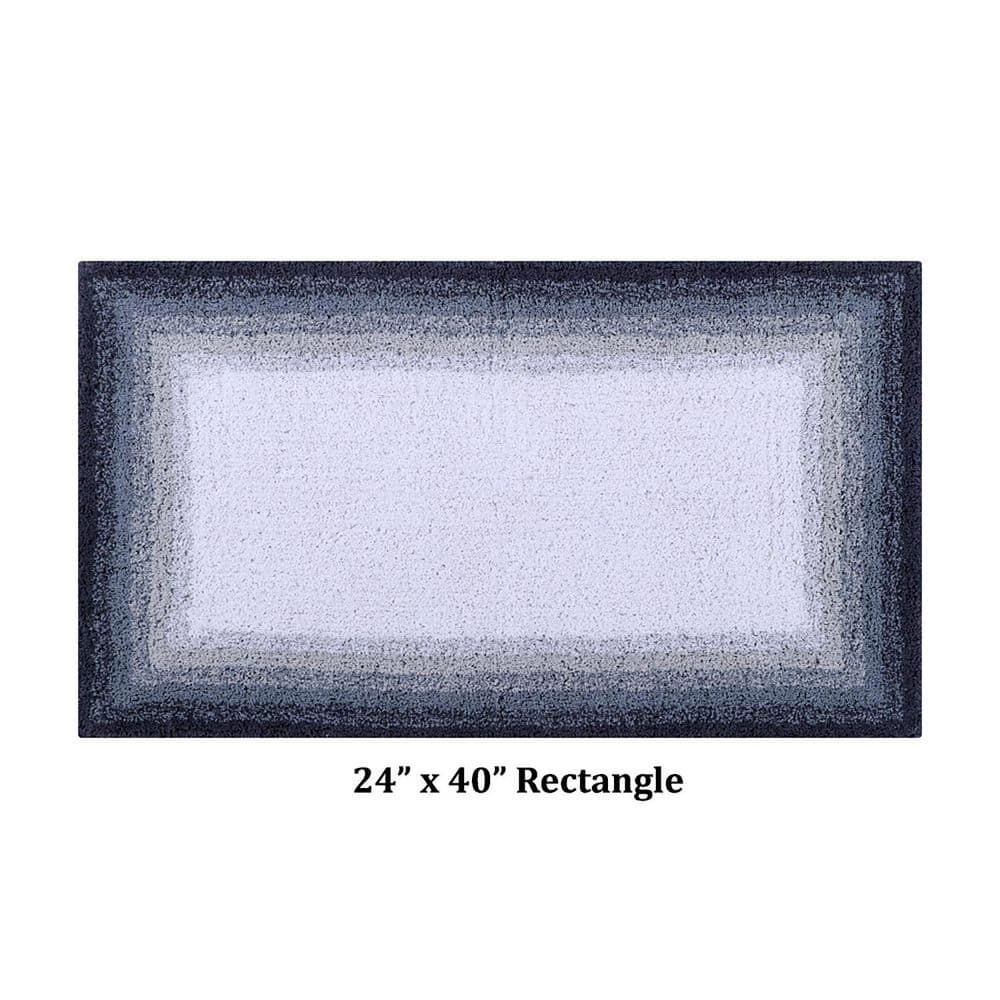Gray and White Cotton Gradient 24" x 40" Bath Rug