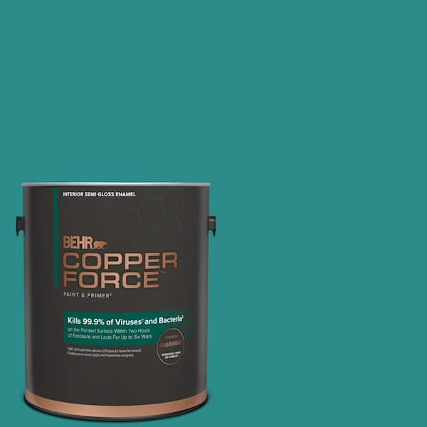 COPPER FORCE 1 gal. #HDC-FL13-12 Taos Turquoise Semi-Gloss Enamel Interior Virucidal & Antibacterial Paint & Primer
