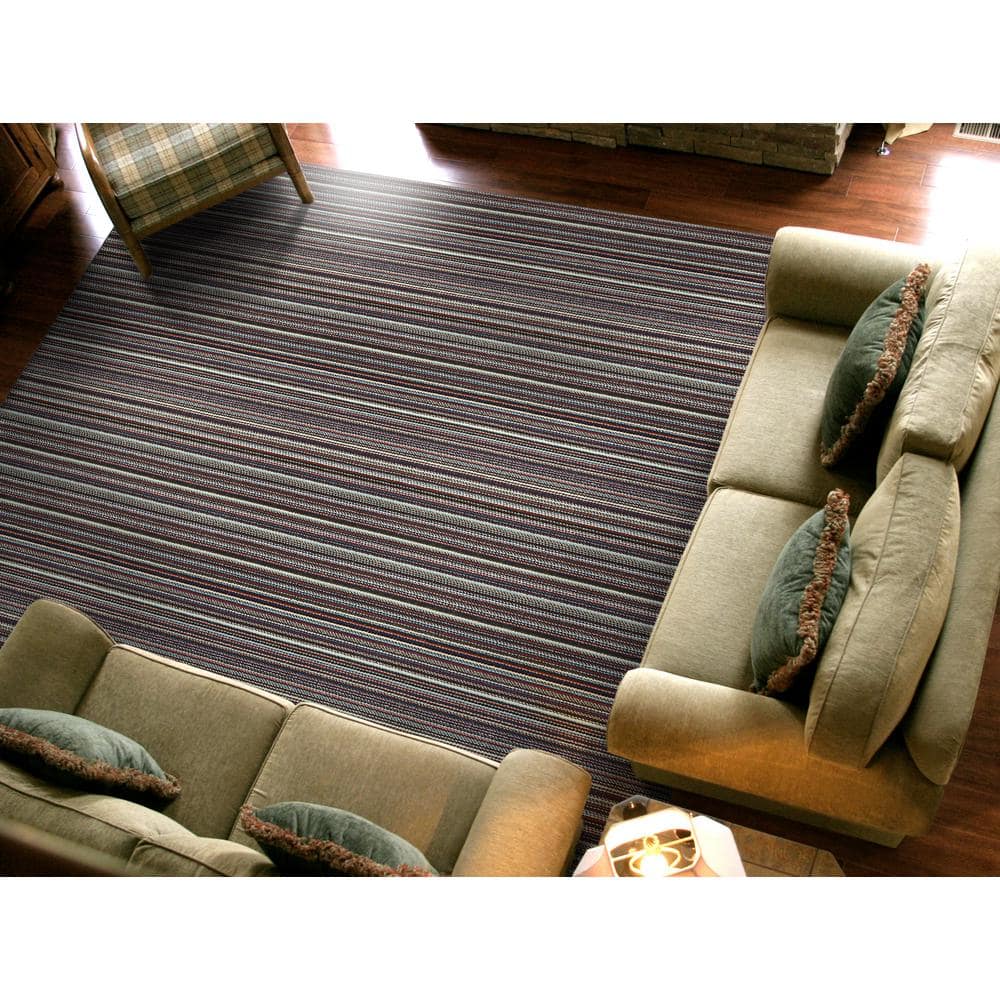Carnival Stripe 12' Square Tufted Multicolor Synthetic Area Rug