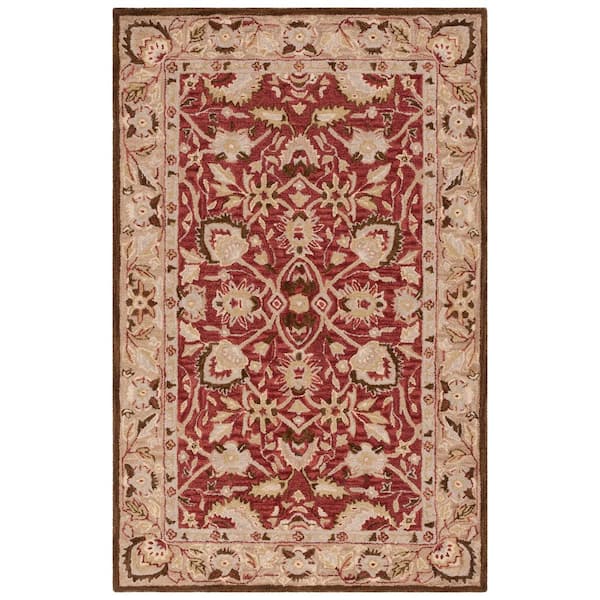 Antiquity 4 ft. x 6 ft. Red/Beige Forest Medallion Area Rug
