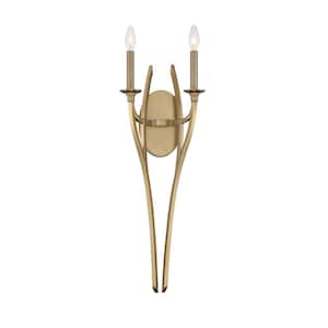 Covent Park 2-Light Brushed Honey Gold Wall Sconce